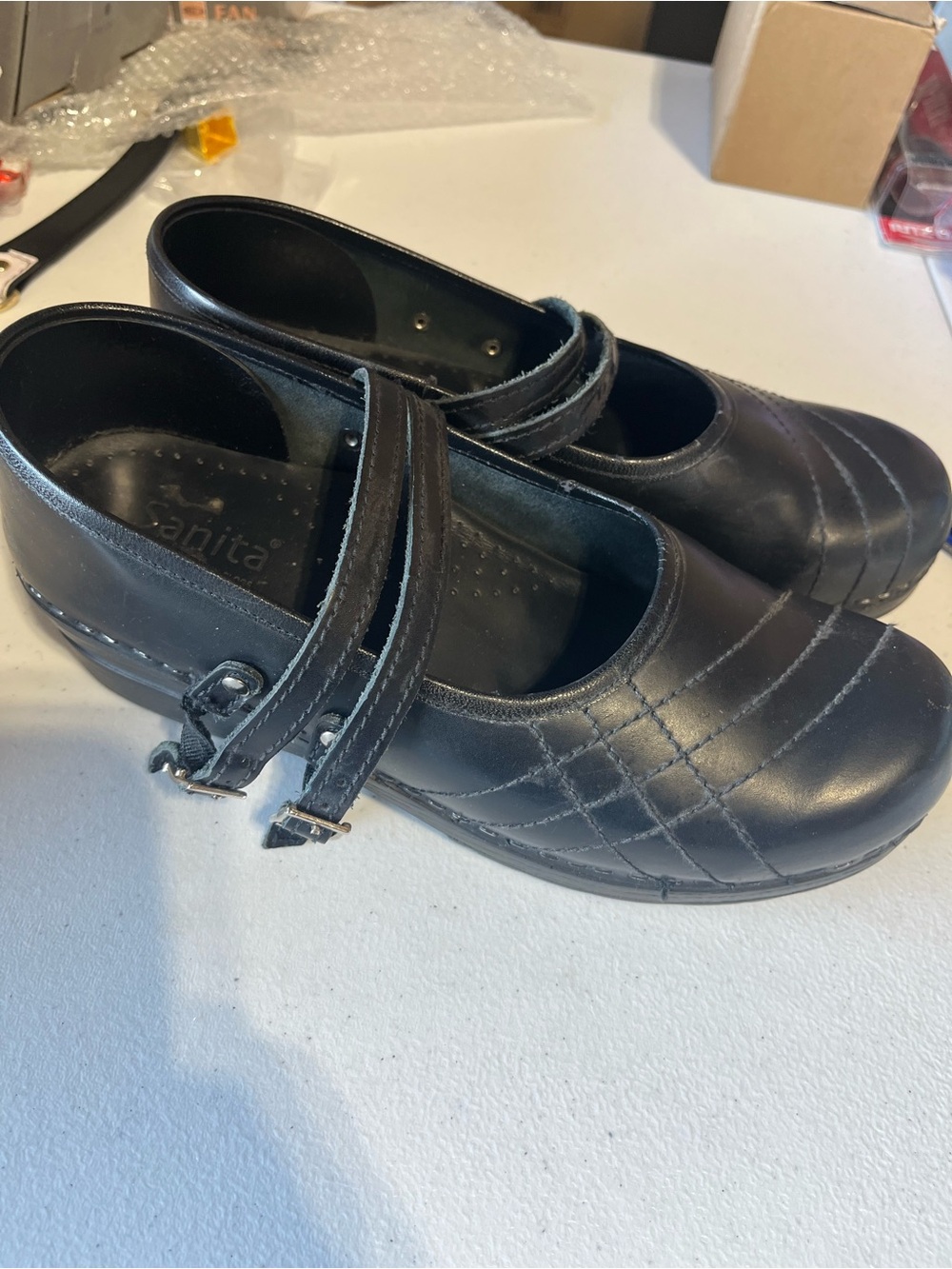 Sanita Black Mary Jane Shoes with Double Straps